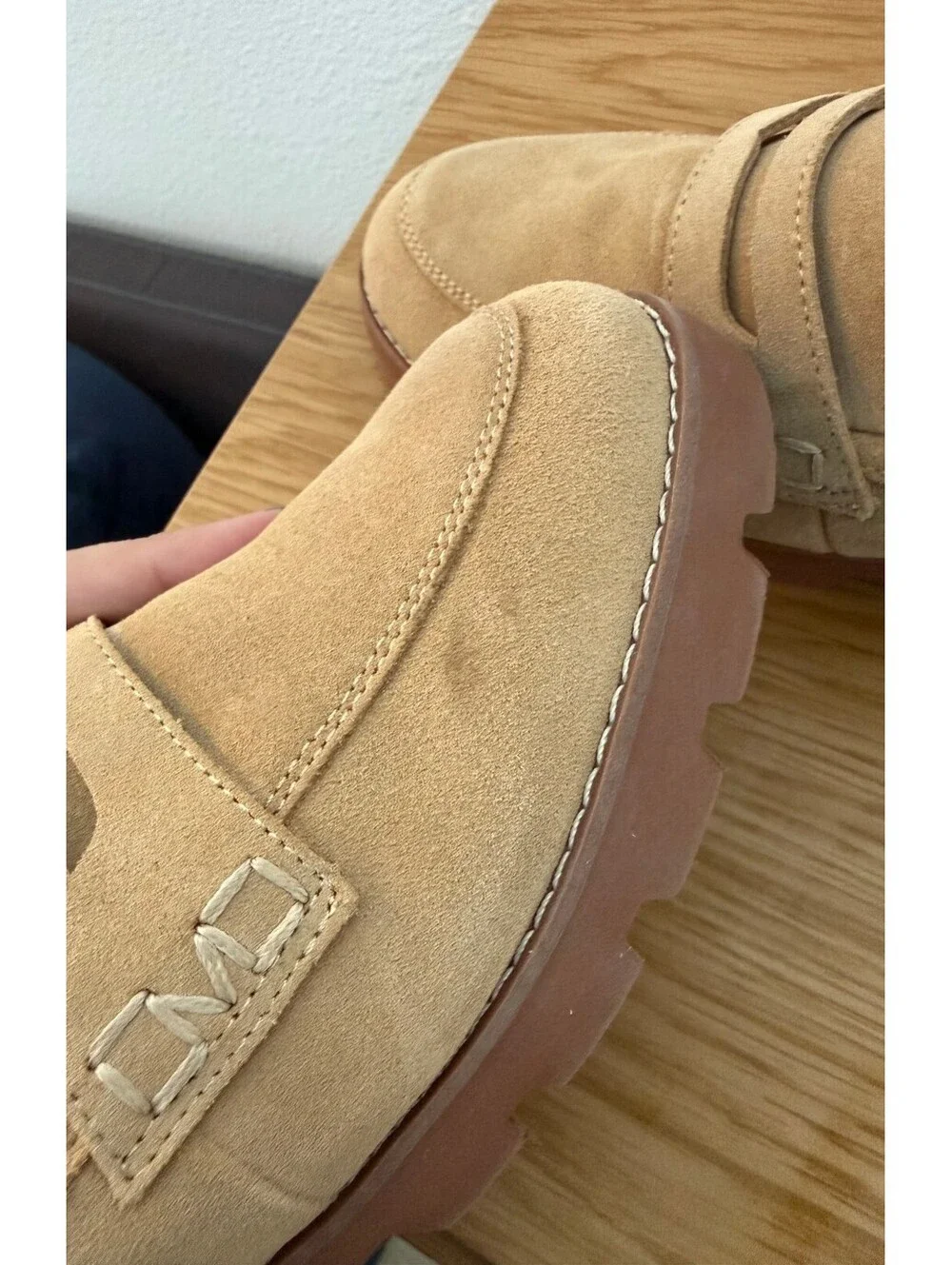 Vionic Beige Suede Lug Sole Loafers